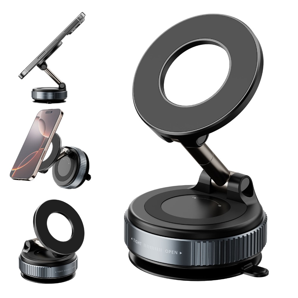 Corchete Magnética Móvel de 360 graus Com Válvula Anti-vibração - Adequada para carros/Motocicletas, Viagens familiares