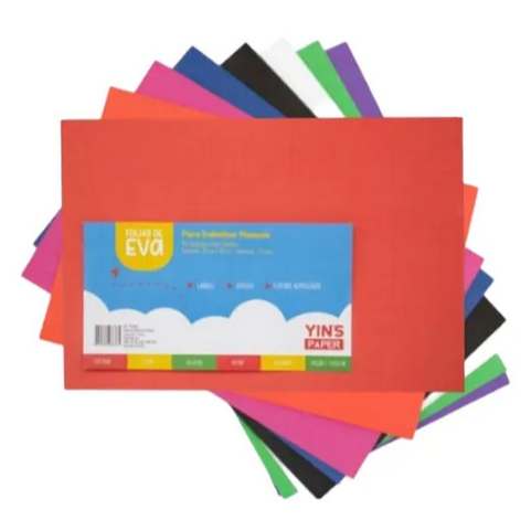 Kit EVA Yins Paper 10 Unidades Placa EVA Artesanato Escolar