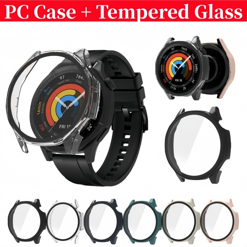 Para Huawei Watch GT7 GT6 GT5 5 Pro 4 Capa Protetora De Tela Rígida PC Com Vidro Temperado WatchGT7 GT4 41mm 42mm 46mm