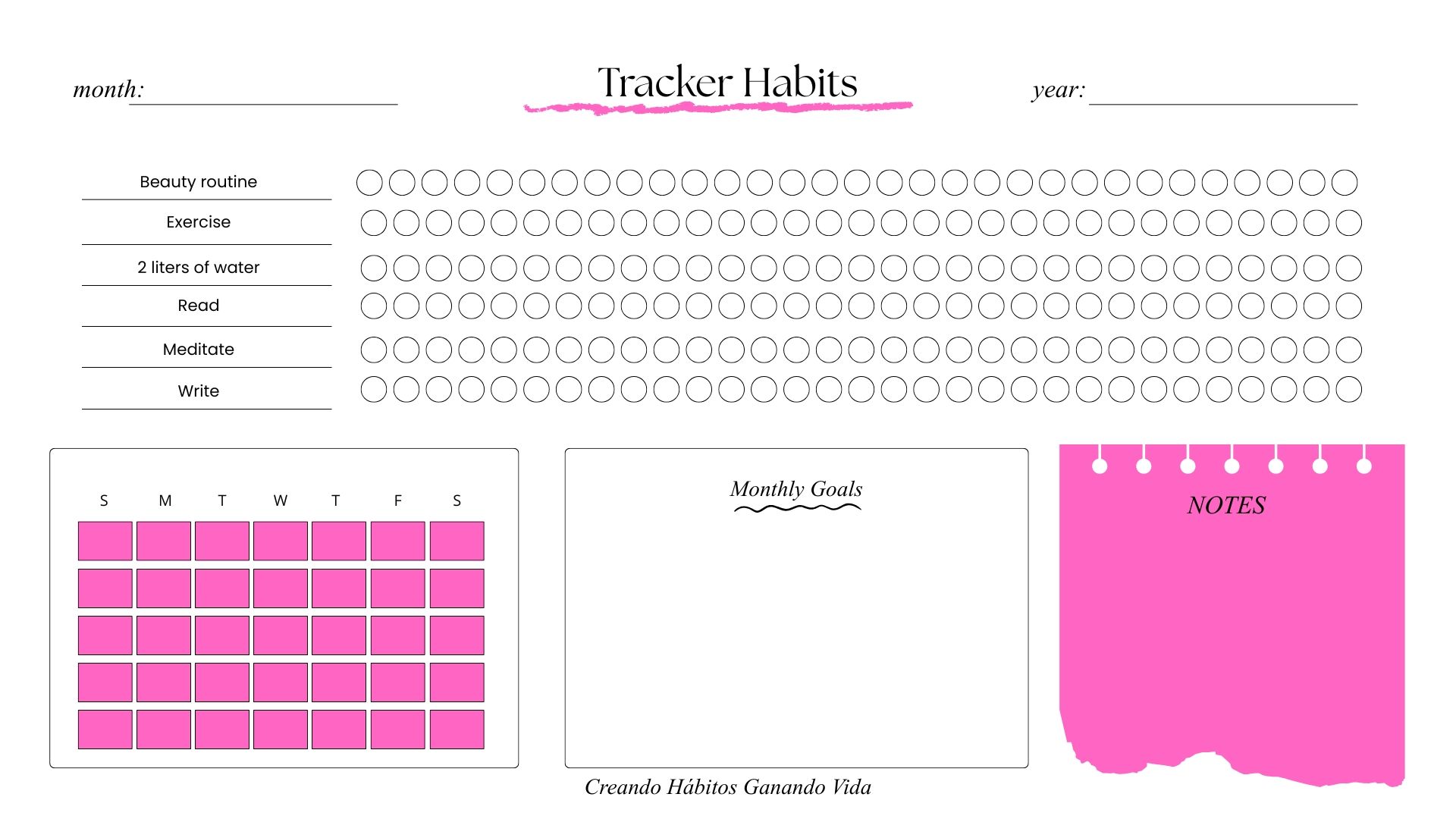 Habit Tracker – Fucsia Edition