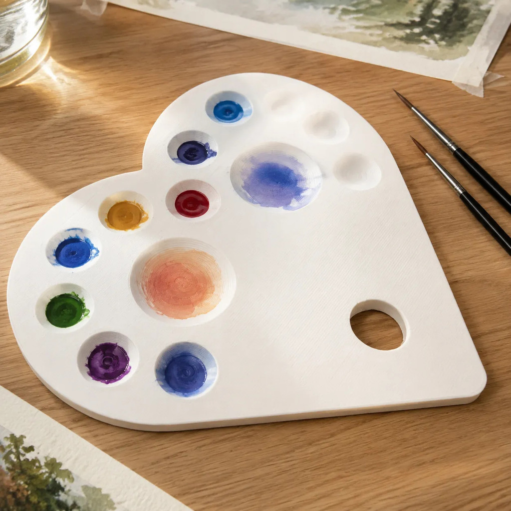Paleta De Pintura Paleta Tintura 13 Cavidades Modelo Coração