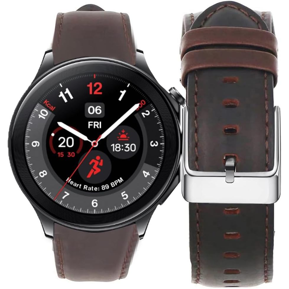 Pulseira Lamshaw compatível com as pulseiras do OnePlus Watch 3, pulseira de couro genuíno para substituir a pulseira do