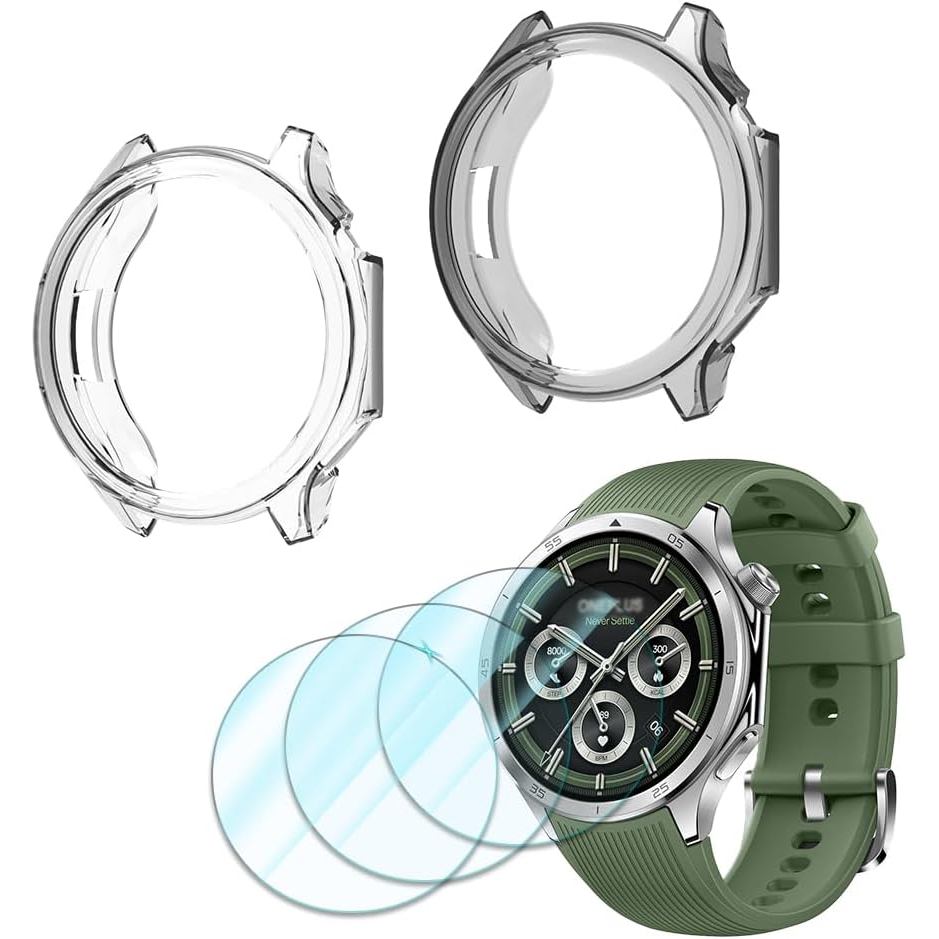 Protetor de Tela para Smartwatch Compatível com OnePlus Watch 3 Obsidian/Emerald Titantium 46mm, Película Protetora de V