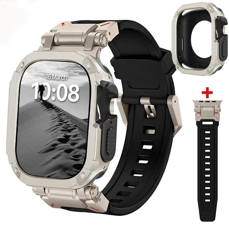 Pulseira Silicone Luxo+Kit Capinha Case Bumper Macio Para Apple Watch S10 11 46mm 44mm 45mm 49mm Ultra iWatch
