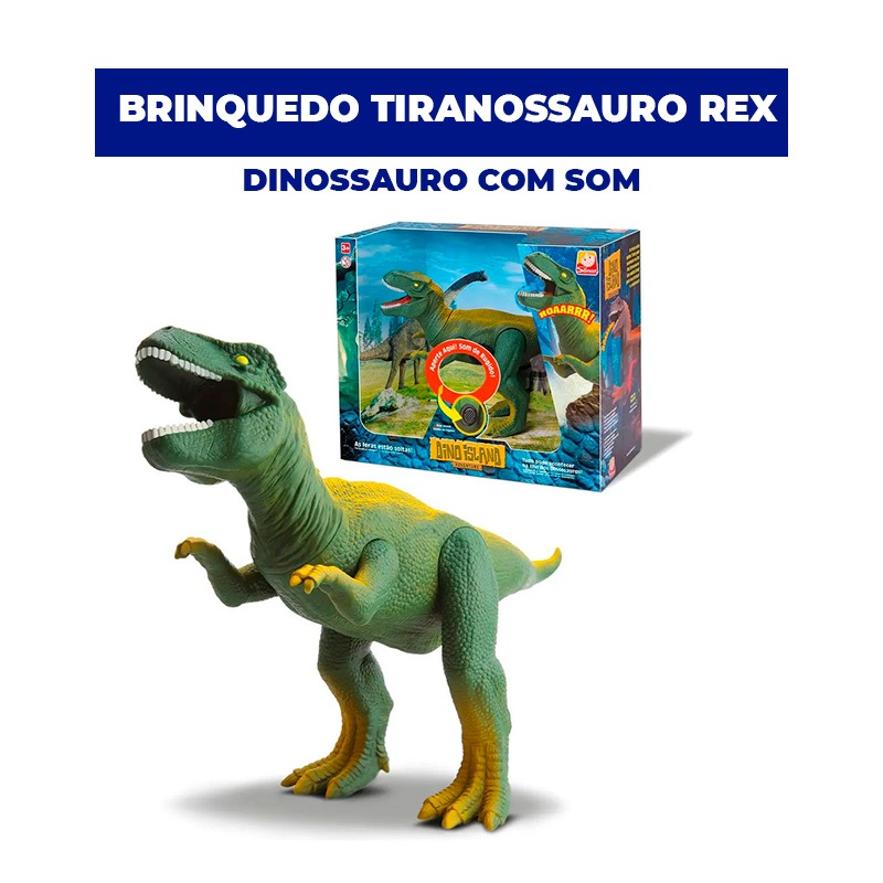 Dinossauro Tiranossauro Rex com Som - Brinquedo Infantil Dino Island