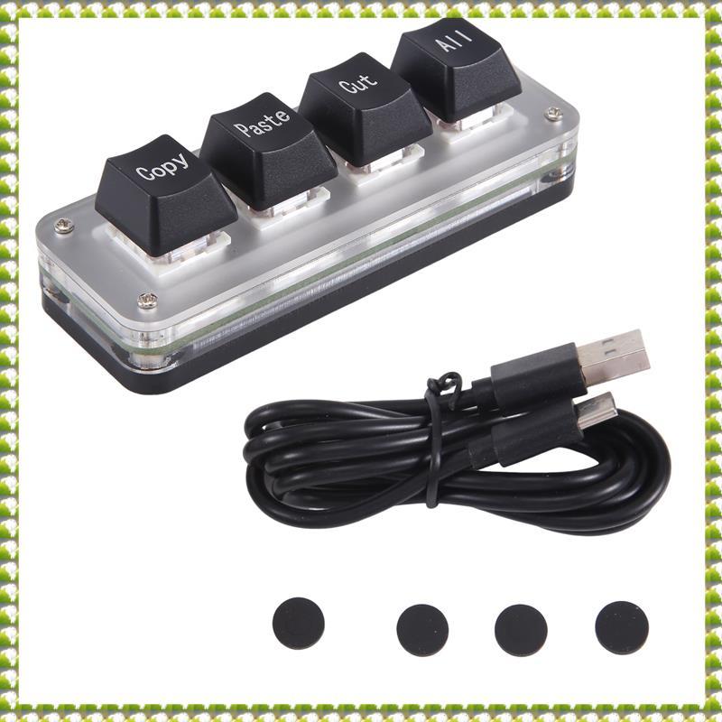 (Oflw) Mini Pasta De Cópia De Seleção De 4 Teclas Corta Todos Os Atalhos Macro Pad Teclado De Uma Mão RGB Mecânico Para