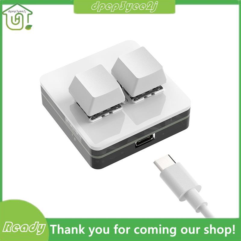 Mini Teclado Personalizado 2 Teclas RGB Macro OSU Mecânico Programável Para Trabalhar Jogos , Branco Tipo A