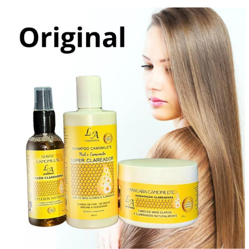 Kit Camomilete Super Clareador Mel e Extrato de Camomila Cosméticos 2x300g 1x120ml - LOÇÃO SPRAY