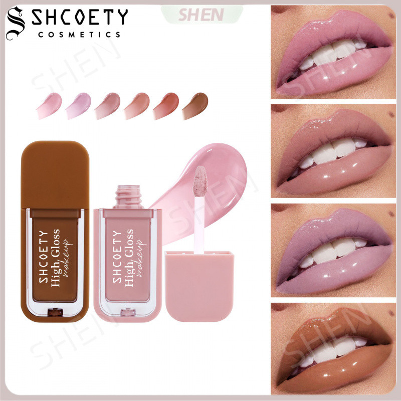 SHCOETY 6 cores brilho labial brilhante de longa duração fácil de colorir copo antiaderente não desbotado água