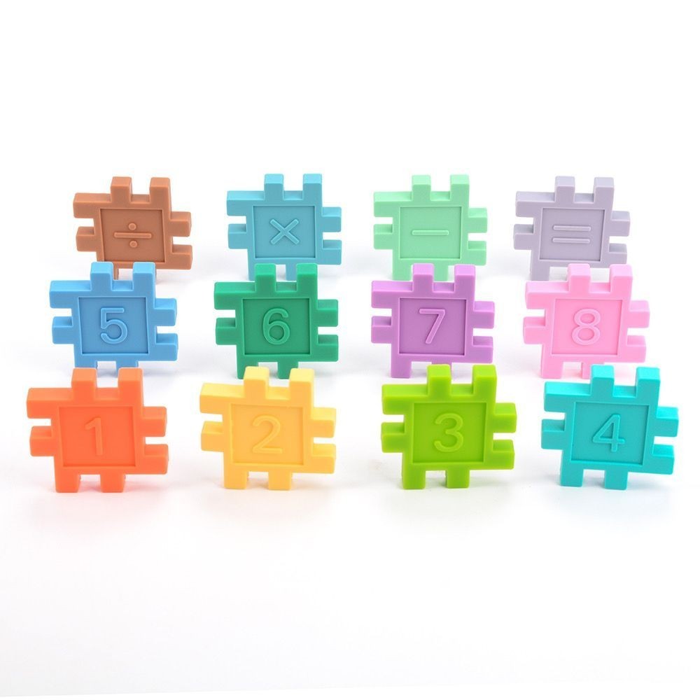 16pcs/set Montessori Silicone 3D Puzzle , Quebra-Cabeça Educacional De Matemática Aritmética Artesanal De Aprendizagem De Subtração De Segurança Para Crianças Digital