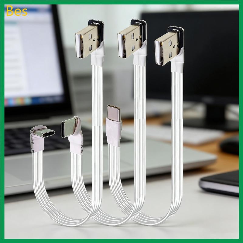 Bes Flexível TPE USB 2.0 Para C Carregamento Ângulo Esquerdo E Direito Design Extensão Alimentação Plana Espa