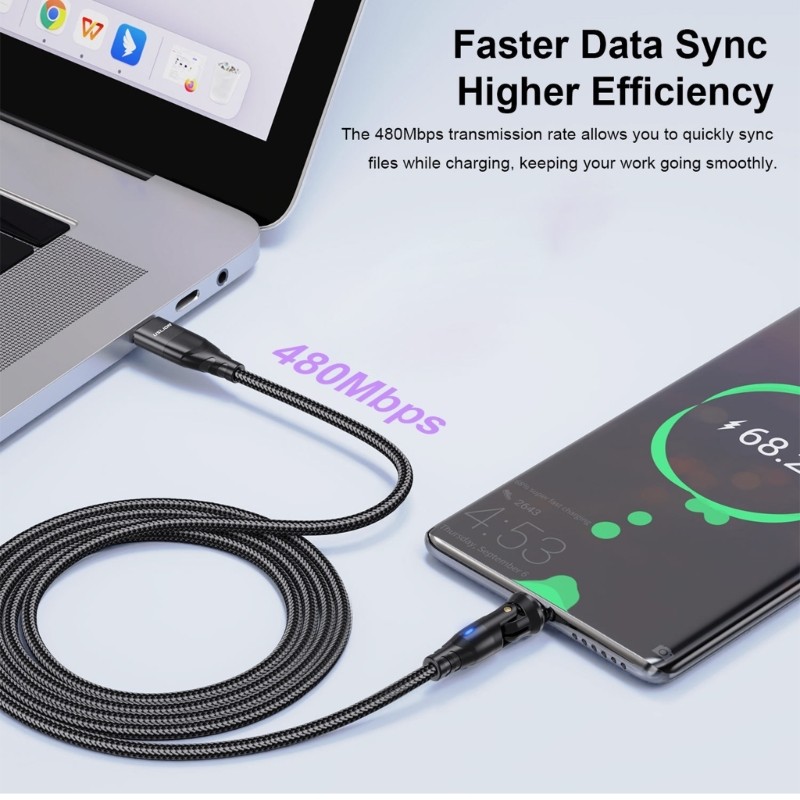 zzz Cabo Conversor TPE Tipo C Reforçado 100W De Carregamento Rápido Sem Adaptador