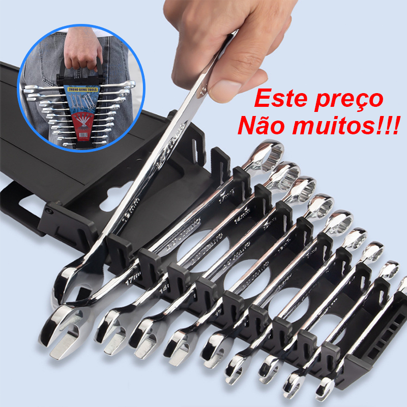 Jogo Chaves de Fixa Combinada 6 a 22mm 12 peças ou 8 peças Aço Cromado Resistente portátil Profissional