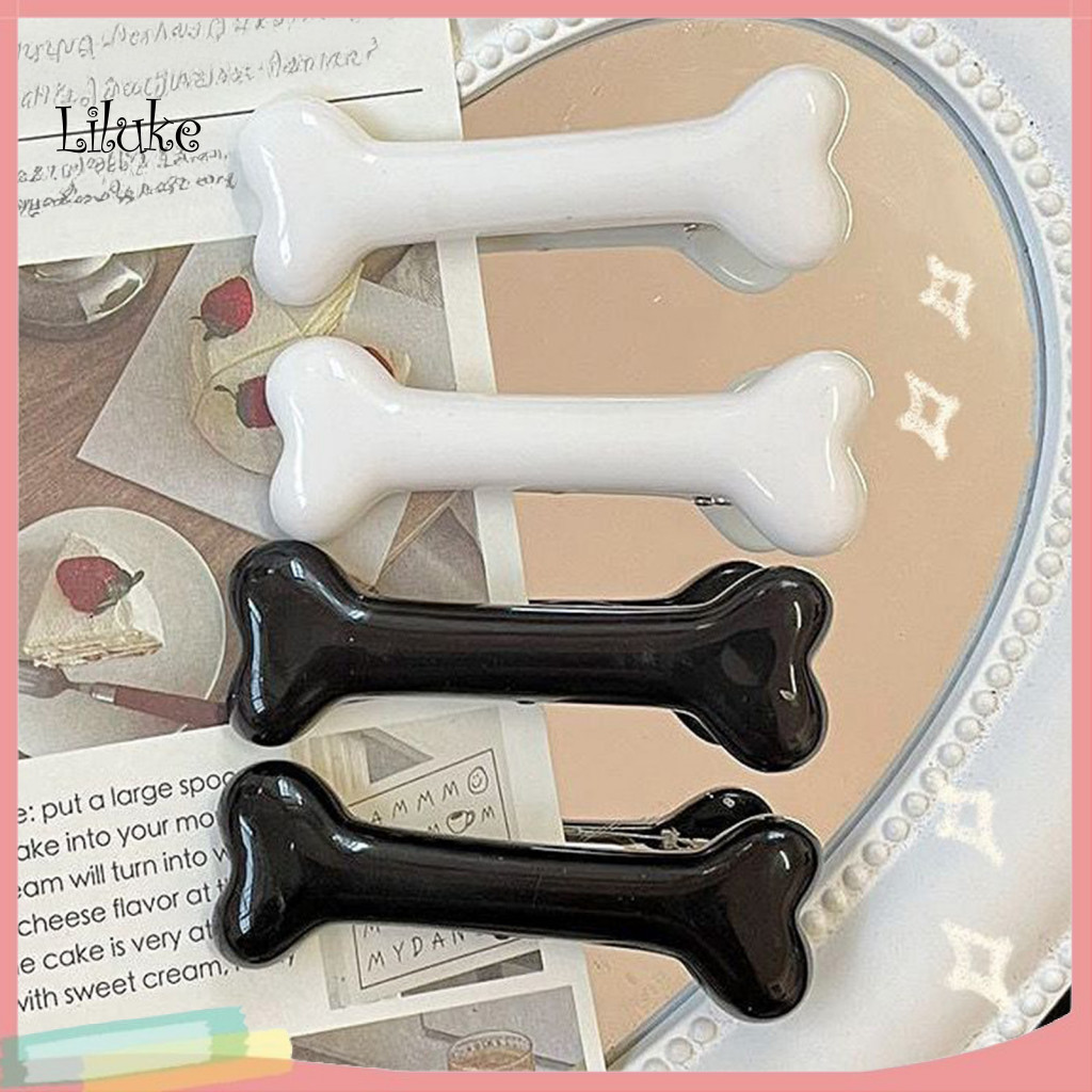 Hair Clips for Thick Pin 4pcs Girls Bone Shape Hairpins Non-slip Fine Straight Styling Accessories for Birthday Party Co