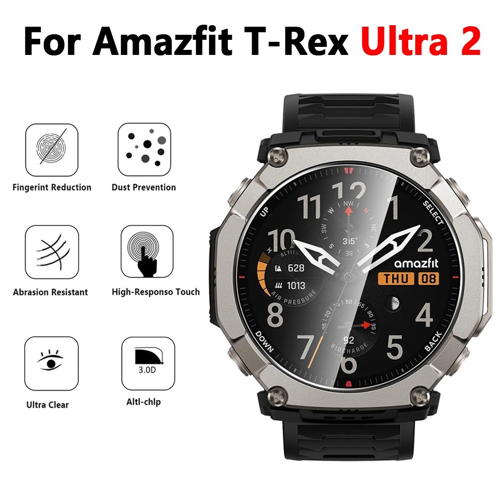3 Pcs Fácil De Instalar Vidro Temperado Compatível Para Amazfit T-Rex Ultra 2 Protetores De Tela Filme HD