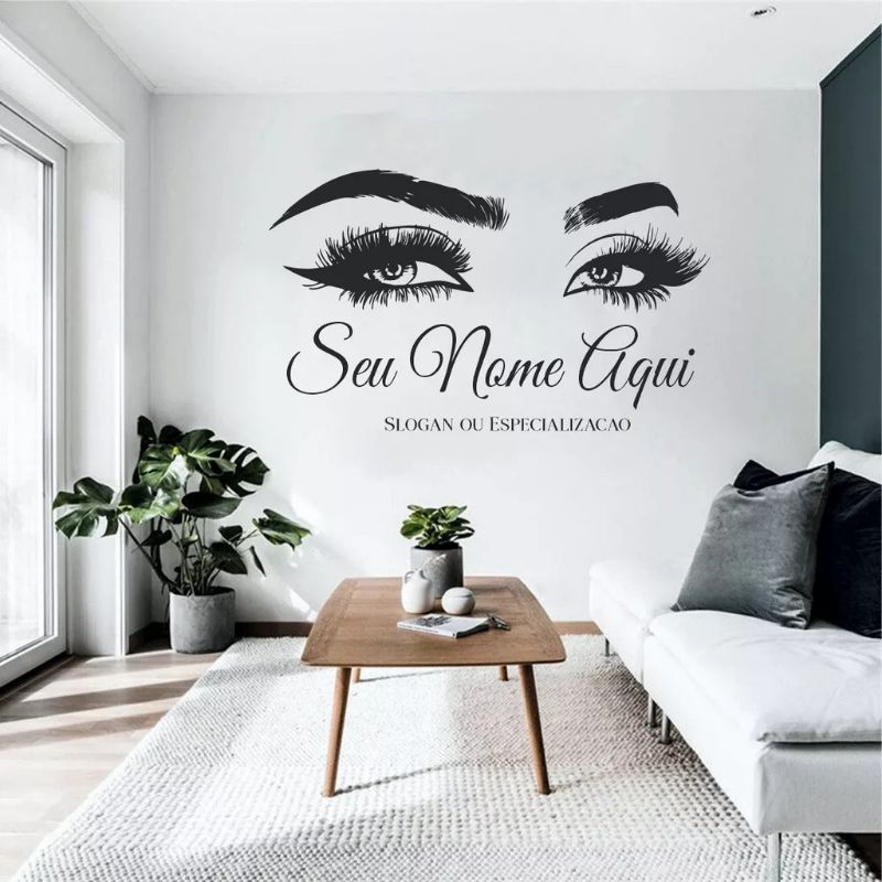 Letreiro de Parede Adesivo para salão Studio Sobrancelhas Cílios lash designer