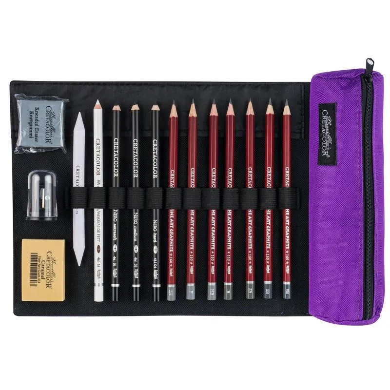 Kit Cretacolor Pencil Wrap Beginner Lilás c/ 16