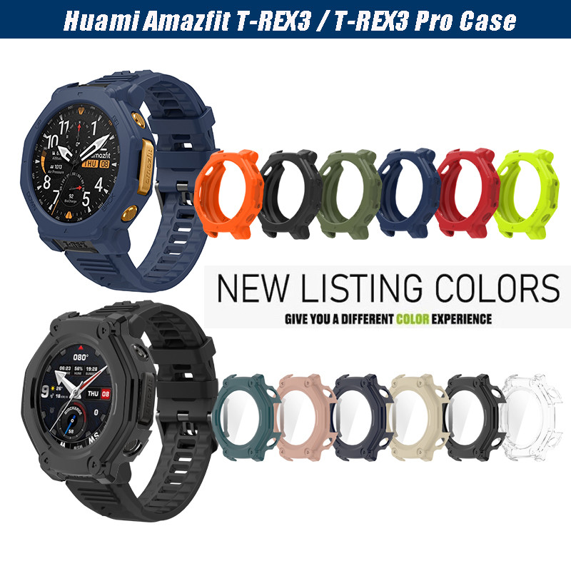Para Huami Amazfit T-Rex 3/Pro Caso Protetor De Tela De Vidro Temperado Chapeamento Capa TPU Acessórios