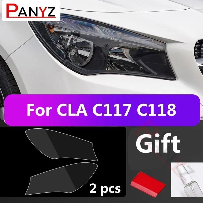 Película Protetora Para Farol De Carro , 2 Peças , Mercedes Benz C117 C118 CLA 200 220 260 , Adesivo Preto , Acessórios