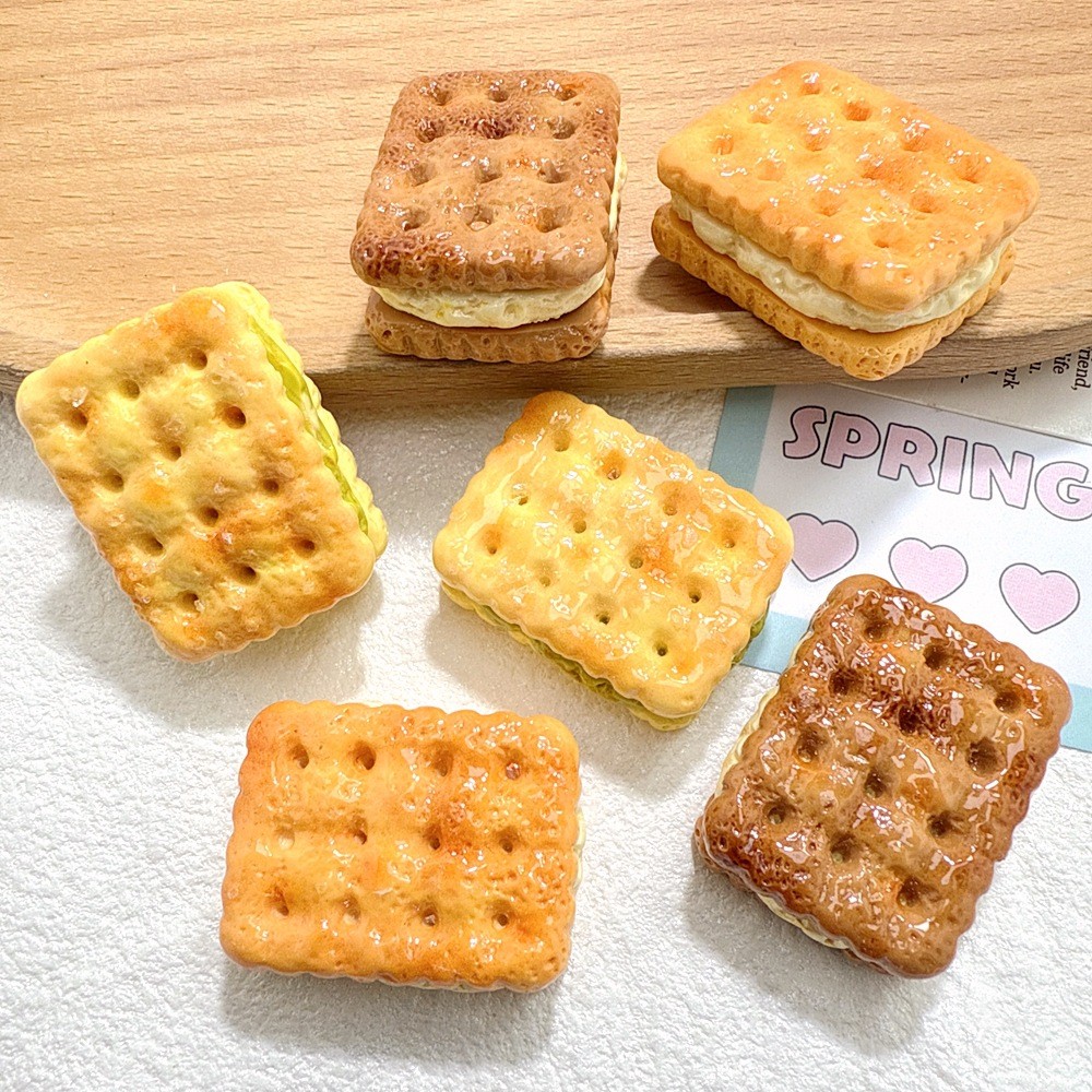 5 Pçs/set Sanduíche Biscoito Mini Modelo Resina Flatbacks Artesanato Suprimentos Para Chaveiro Hairpin Bag Charme