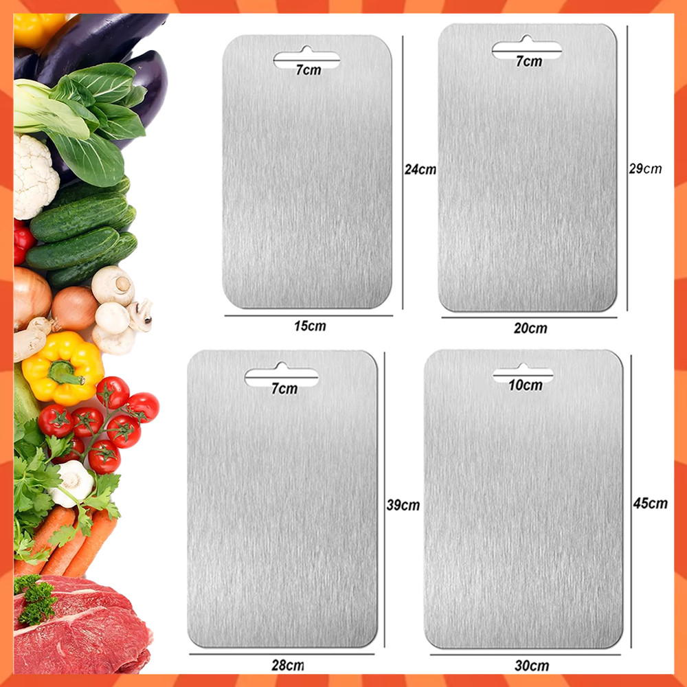 1 Peças Aço inoxidável Cutting Board, Stainless Steel 0.8 mm Thick Double-Sided Cutting Board, Dishwasher Safe Ideal