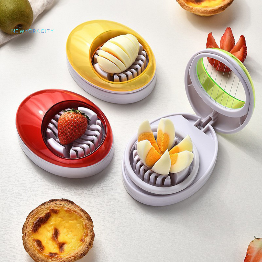 Kitchen Cutting Tool Fruit Slicer 3-in-1 Stainless Steel Egg Multifunction for Hard Boiled Eggs Strawberries Bananas Mus