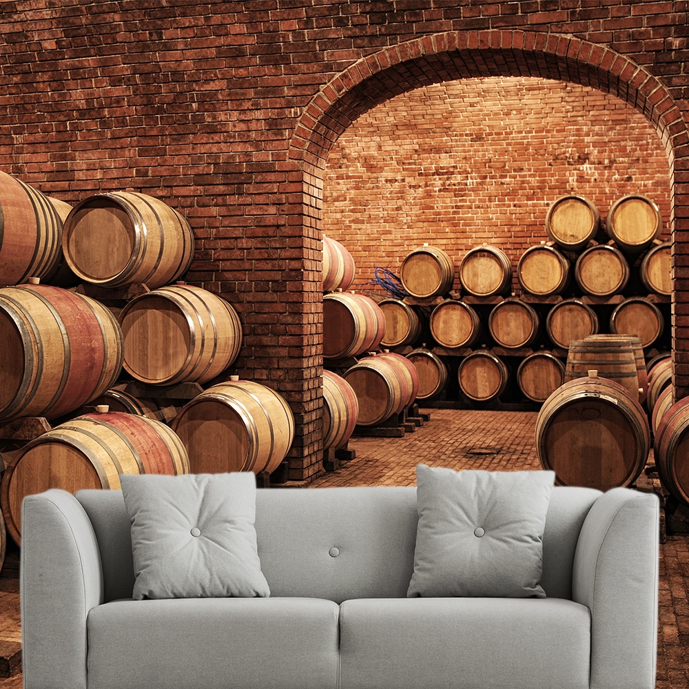 Papel de Parede Vinho Barril Bebida Vinícola Sala Painel - 217pc