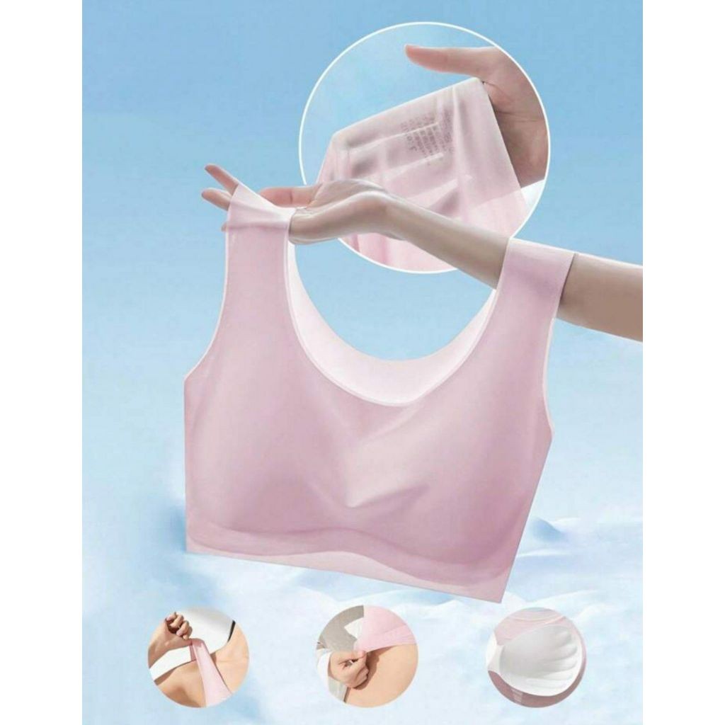Sutiã Rosa Simples, Confortável, Respirável, Portátil e de Seda Sintética para Viagem