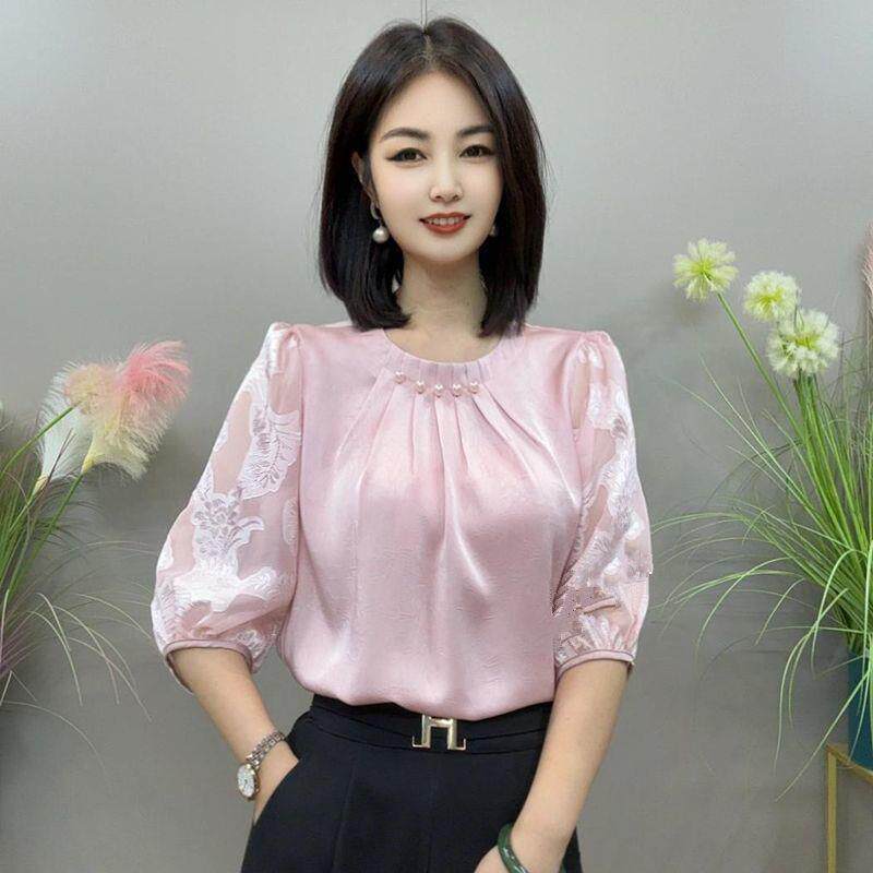 2026 Jacquard High-End verão novo estilo moda All-Match pequena camisa frisada pequena camisa temperamento mais magro ol