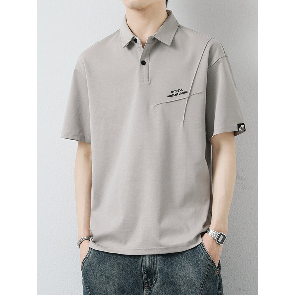 Camisa Polo de lapela estilo fino japonês de manga curta masculina verão High-End Jacquard sensação legal Street Wear me