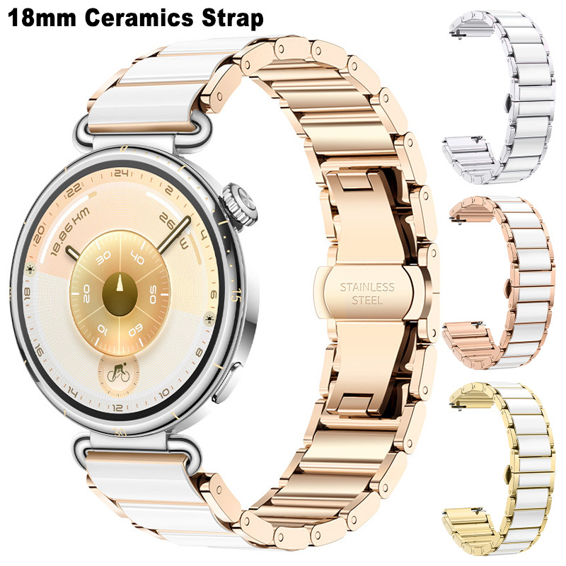 Pulseira Feminina De Cerâmica De 18 Mm Para Huawei Watch GT6 GT5 GT4 41/GT5 Pro 42 De Aço Inoxidável