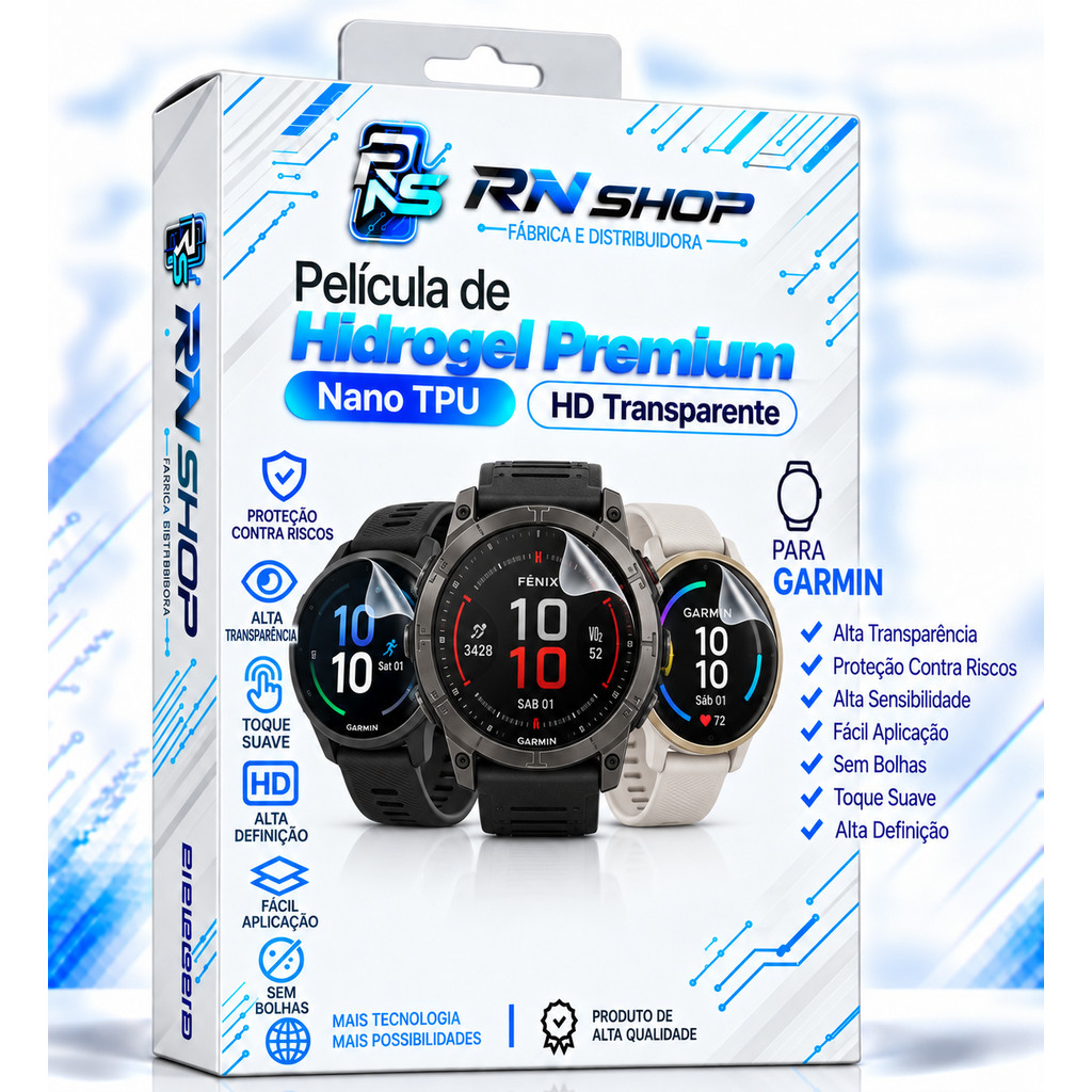 1,3 ou 5 Películas Hidrogel Fosca Para Relógios Garmin Forerunner 965 955 745 645 6265 255 620 630 225 230 235 255 45 35