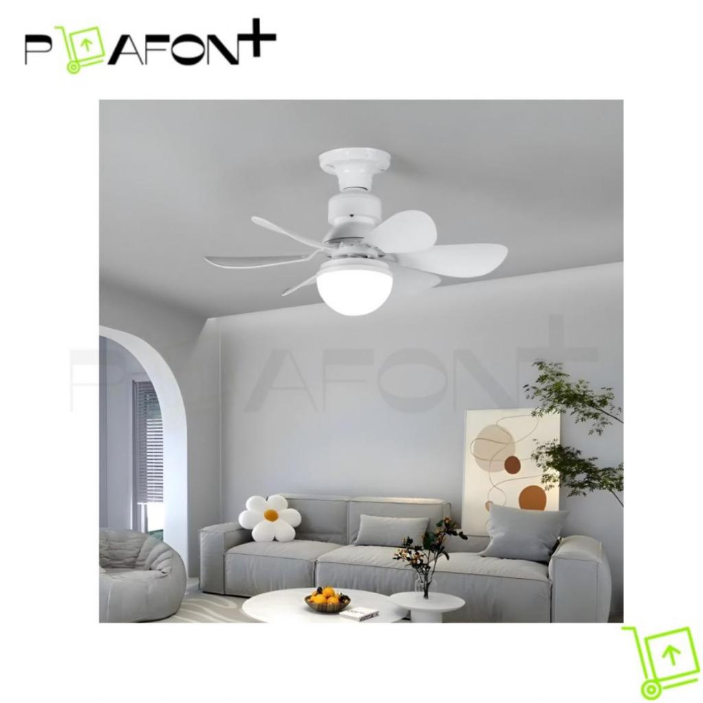 Ventilador Led Bocal E27 De Teto Luminária De teto 3 Em 1 Multifunção 60W 6 pás Branco 60W