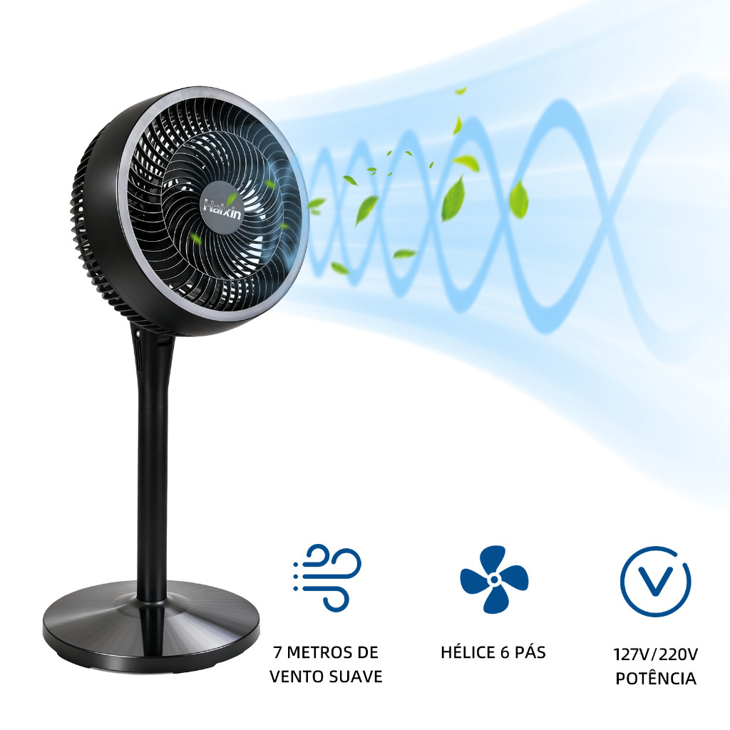 Ventilador Multifuncional, Ventilador Circulador De Ar, Três Velocidades E Três Alturas Ajustáveis, 3 pás