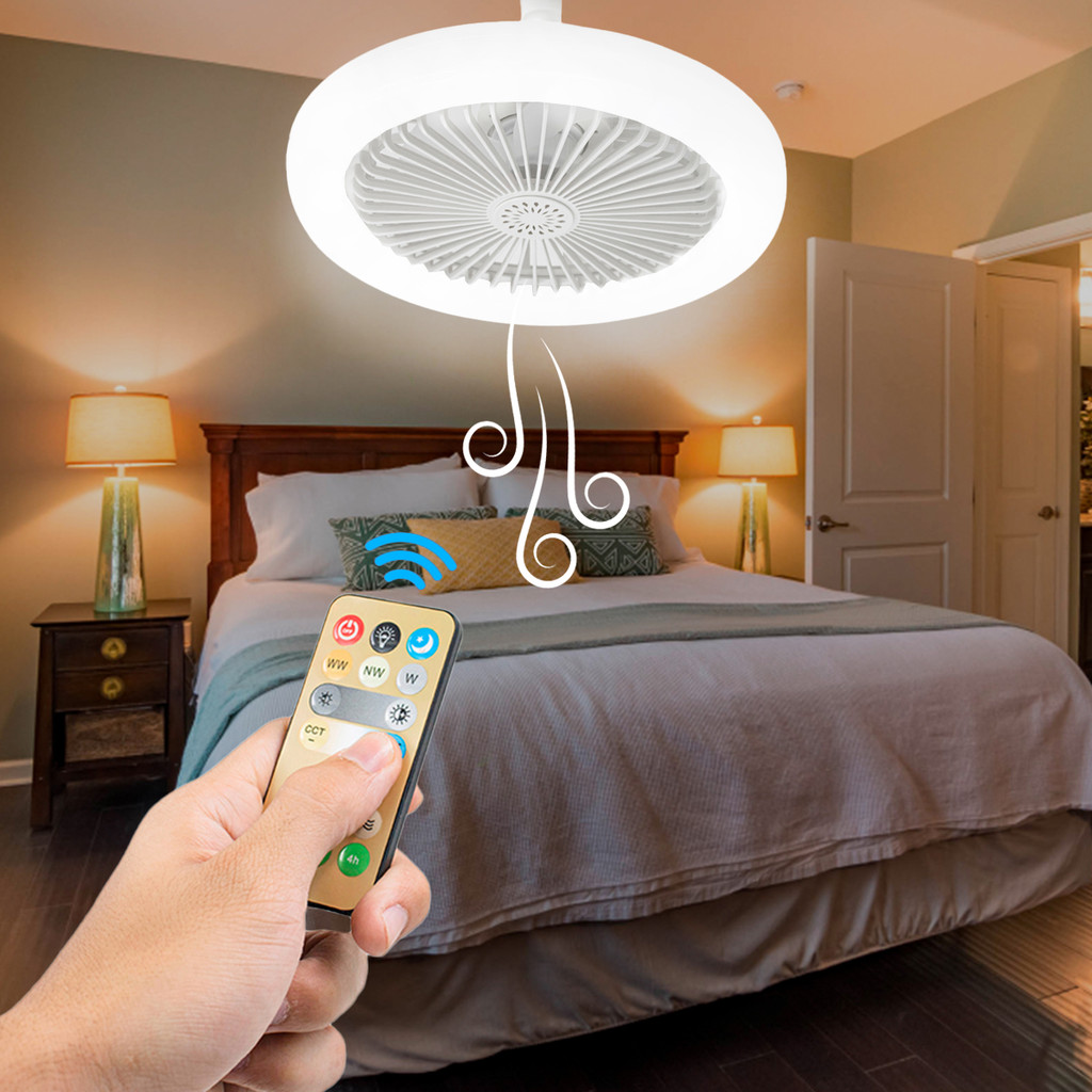 JS Ventilador De Teto Multifuncional Com Luz Led Ajustável 2800K 6500K e Controle Remoto