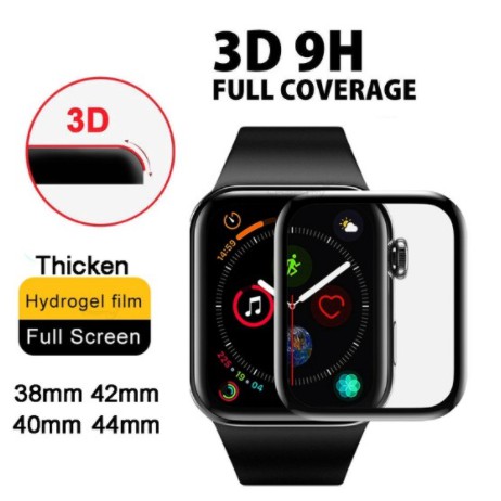Película de Gel para tela relógio 3D Curvada Appl Watch smartwatch Borda Preta Série 38mm / 40mm / 42mm / 44mm Protetor de tela iWatch 38 40 42 44 MM F8 F9 X6 X7 IWO PROTETORA SERIE 1, 2, 3, 4, 5
