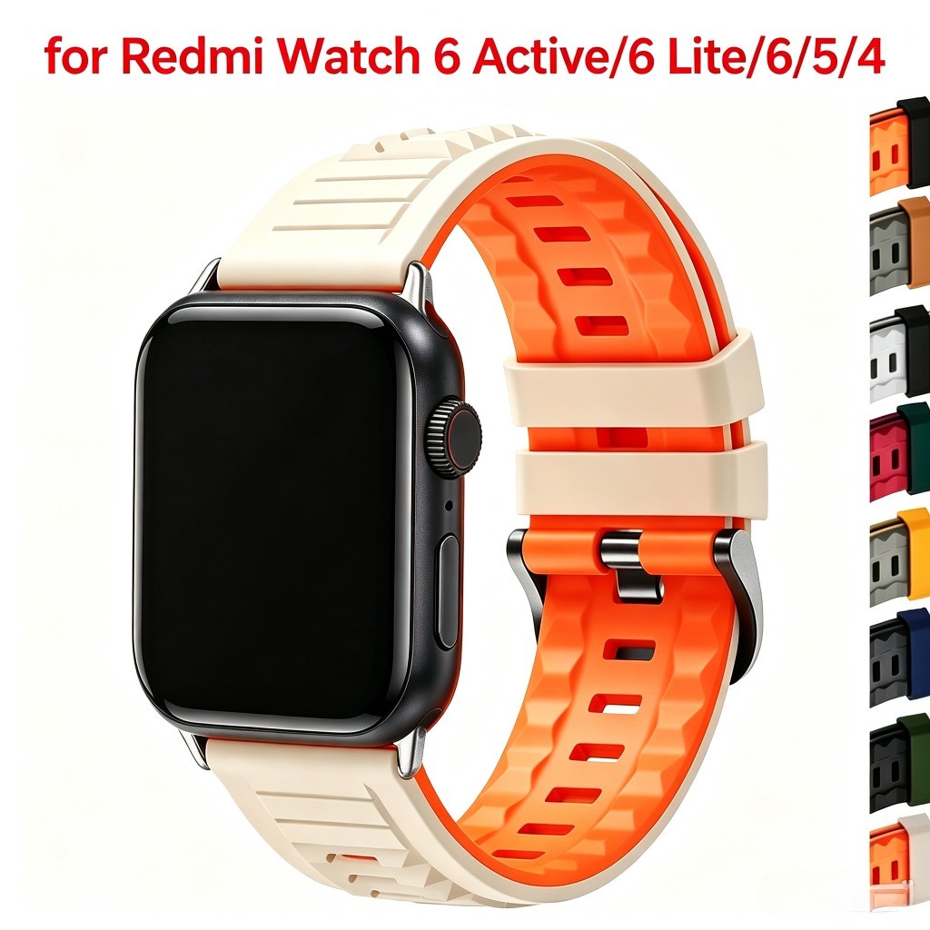 Pulseira Esportiva De Silicone Para Redmi Watch 6 Active/6 Lite/5/4 Xiaomi Band 10 Pro 9 8 De Duas Cores