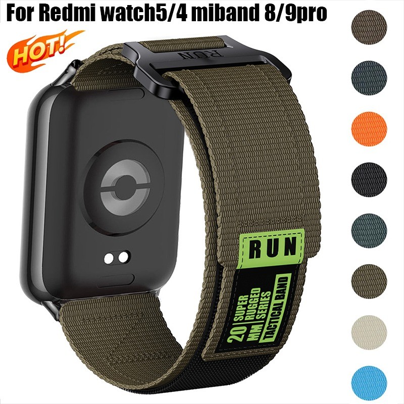 Pulseira Tática De Nylon Para Miband 9/8 pro , Esportiva Xiaomi Redmi watch 4/5 De Substituição Elástica E Respirável
