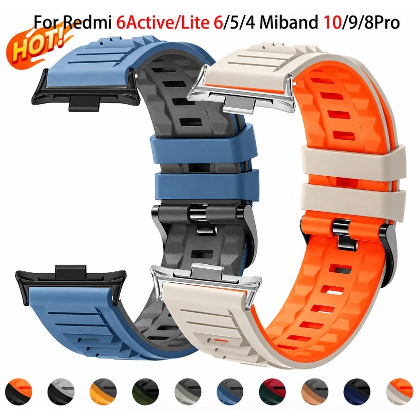 Pulseira De Relógio Esportiva De Silicone Para Xiaomi Band 10 Pro 9 8 Redmi Watch 6 Active/6 Lite 6 5 4 Smartwatch Wirst