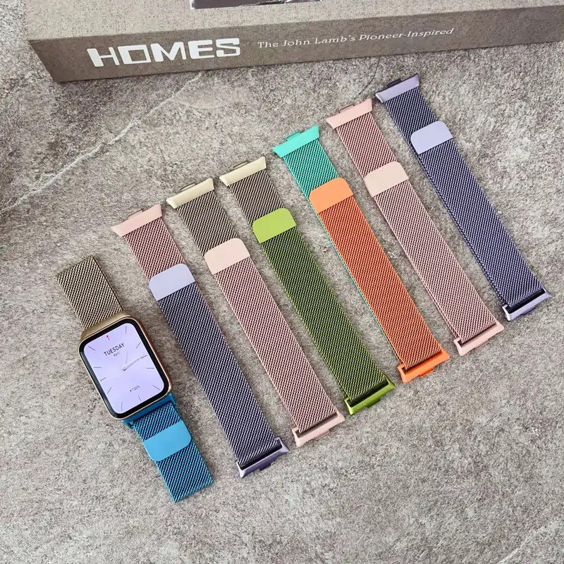 Pulseira De Fivela Magnética Milanesa Para Xiaomi Mi band 9 Pro Miband 8 Redmi Relógio 4/5 Loop