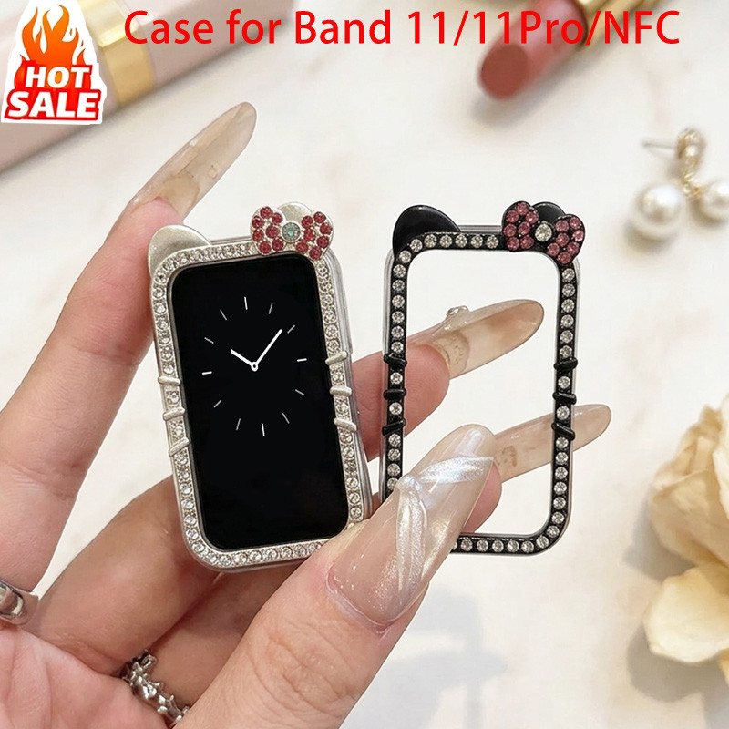 Capa Fofa De Diamante Para PC Compatível Com Huawei Band 11 Pro/NFC Case (Sem Filme) Dura Oca Anti Colisio