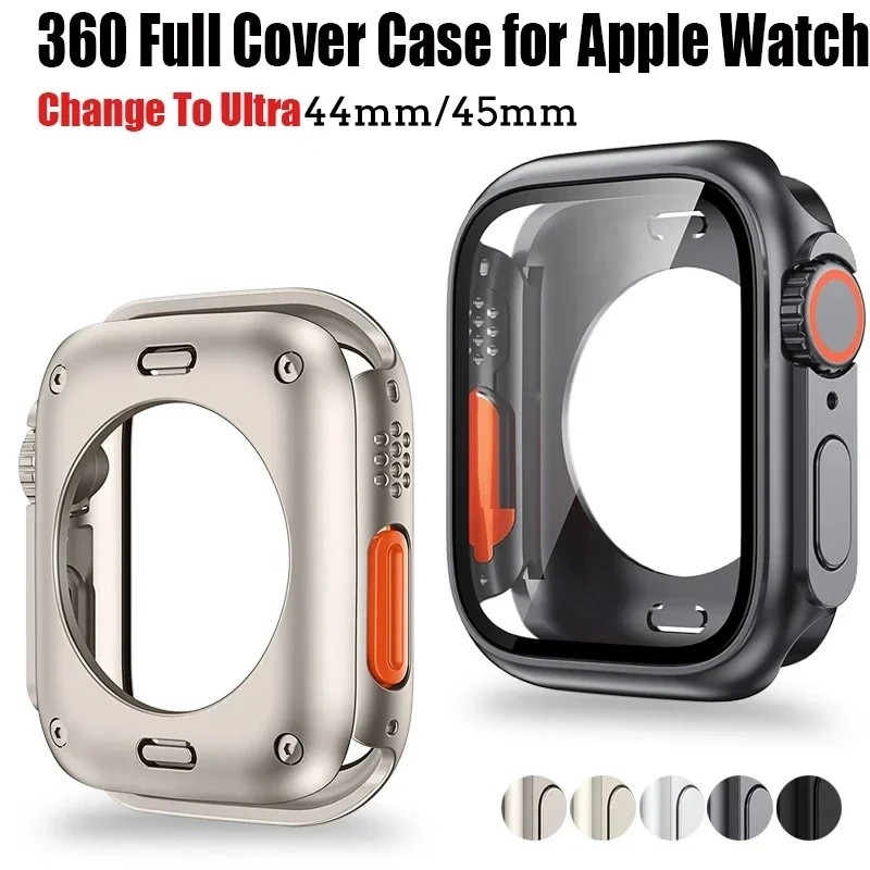 Capa Protetora de Tela para Apple Watch 44mm 45mm 40mm 41mm, Capa Protetora Frontal e Traseira em PC Rígido para iwatch