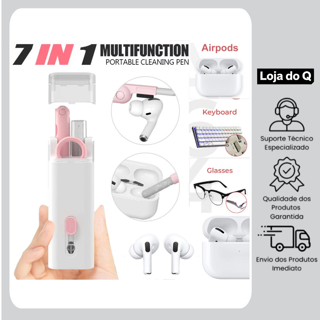 Conjunto de escova de limpeza multifuncional 7 em 1, adequado para teclado/fones de ouvido