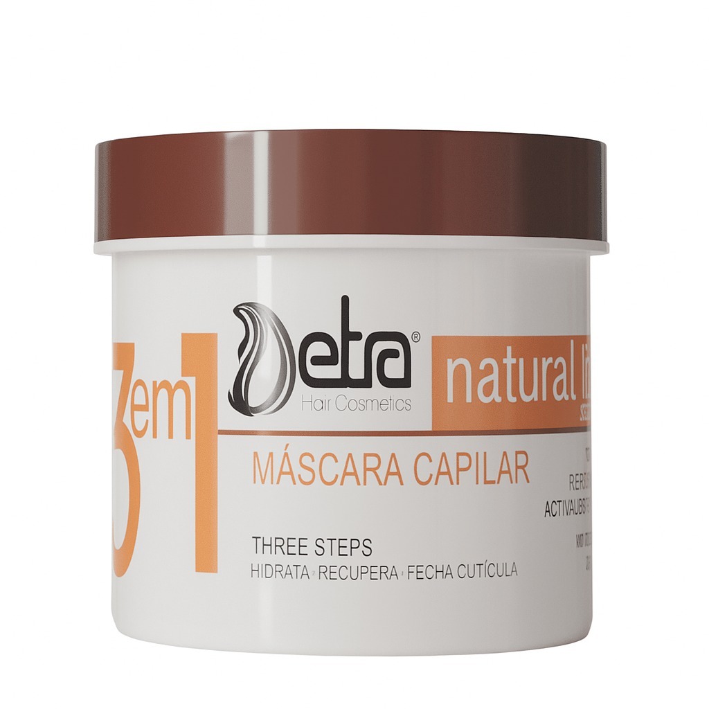 Máscara Capilar 3 em 1 Natural Lise 1kg 500ml Detra Hair Cosméticos Hidratação e Alinhamento