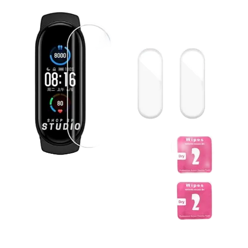 Película Protetora Gel Soft-Glass Xiaomi Mi Band 5 / Mi Band 6 / Relógio M5 / Amazfit Band 5 C/ 2un