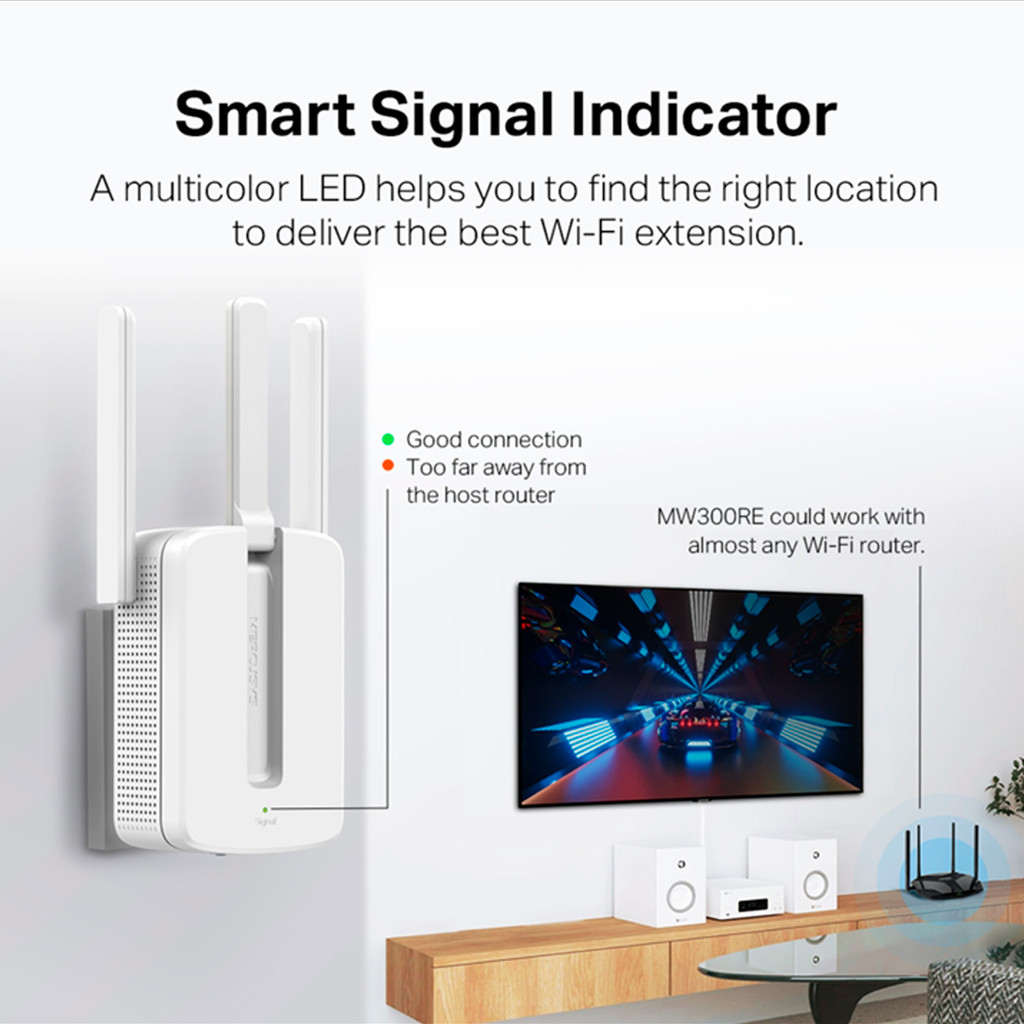 Repetidor de Sinal Wi-fi Mercusys MW300RE Tp-Link Universal