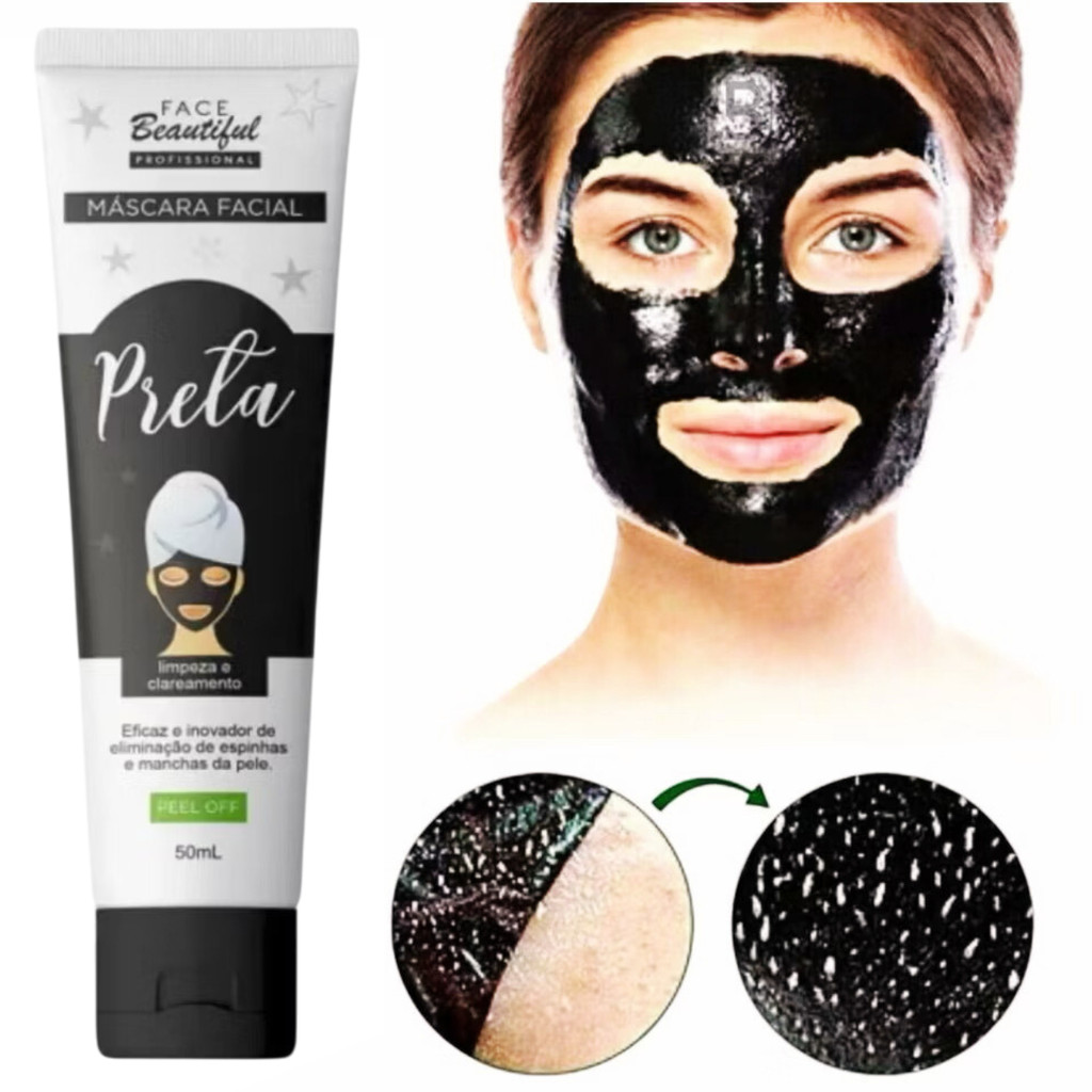 Máscara Preta Facial Removedora de Cravos Black Mask Peel Off Anti Oleosidade Bisnaga Face Beautiful