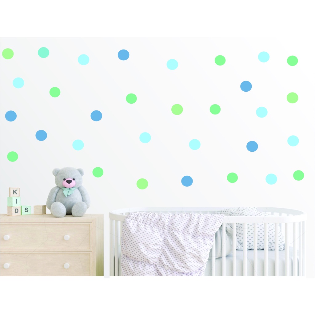 Adesivo Bolinhas e Nome candy color Paleta 2022 Azul e Verde Papel de Parede Bolinhas