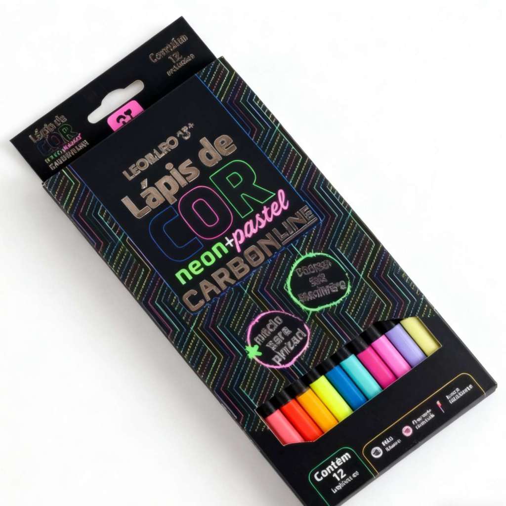 Leo&Leo Kit 12 Lapis de Cor Neon e Pastel (4434) - Ideal para Criatividade Moderna e Paleta Colorida