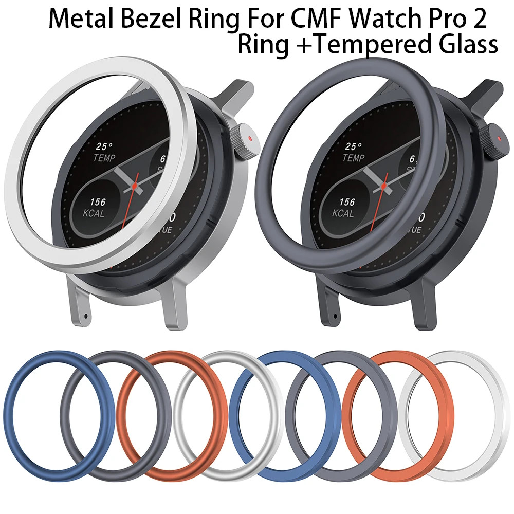 Capa De Anel De Moldura De Proteção De Metal Para CMF by Nothing Watch Pro2 Shell + Filme De Vidro Temperado Pro 2 Prote